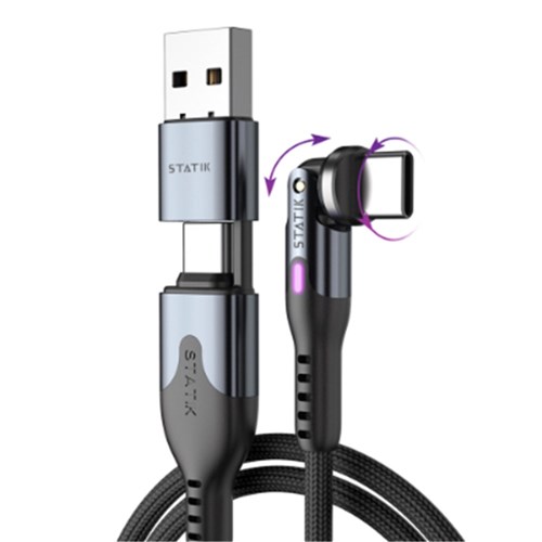 Statik PowerPivot Pro USB-AC To USB-C Cable 1 Meter Braided Black